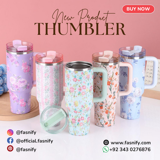 40 OZ (1200 ML) Stainless Steel Tumbler with Handle & Straw | Hot & Cold Drinkware