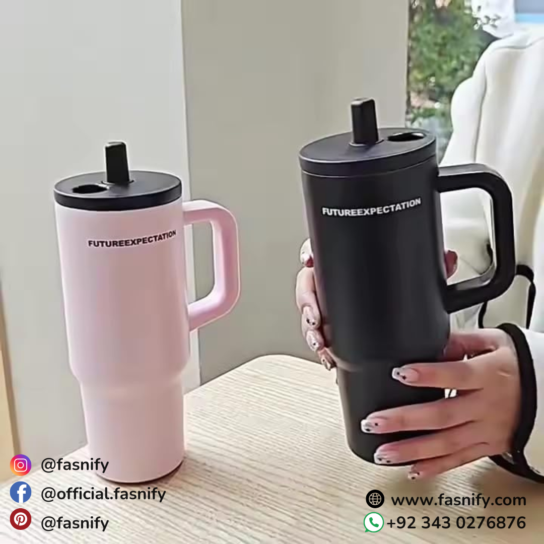 700ML Stainless Steel Tumbler with Handle & Straw | Hot & Cold Insulated Travel Cup