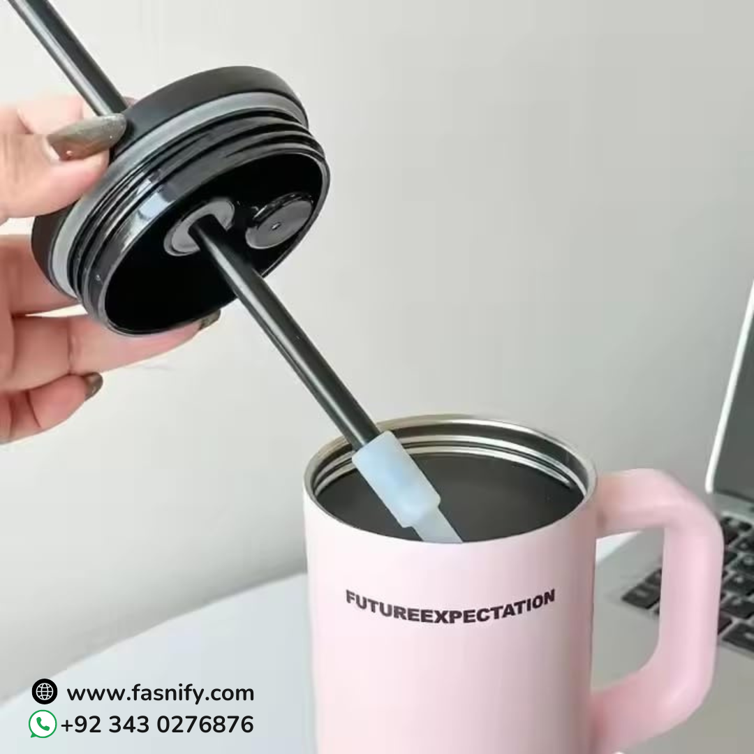 700ML Stainless Steel Tumbler with Handle & Straw | Hot & Cold Insulated Travel Cup