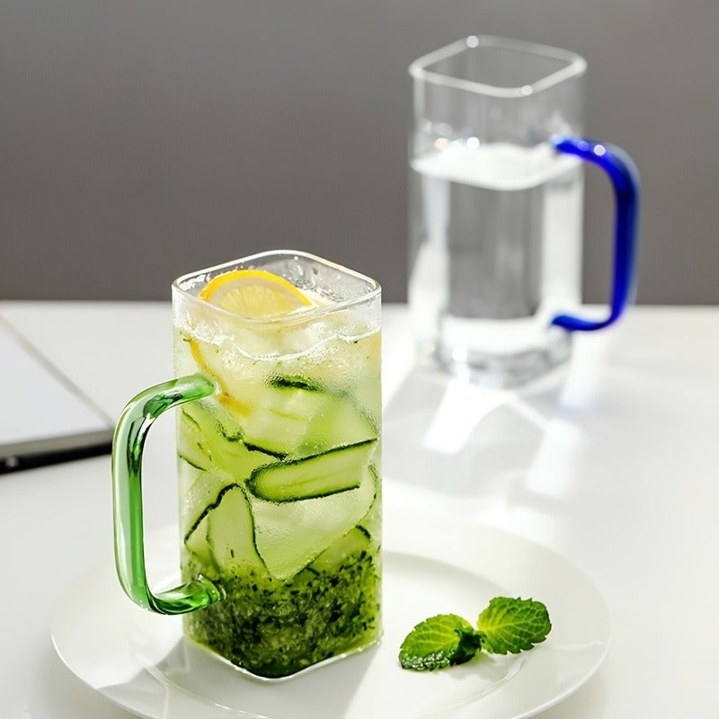 Square Glass Mug with Lid & Straw – Microwave Safe Coffee & Milk Cup