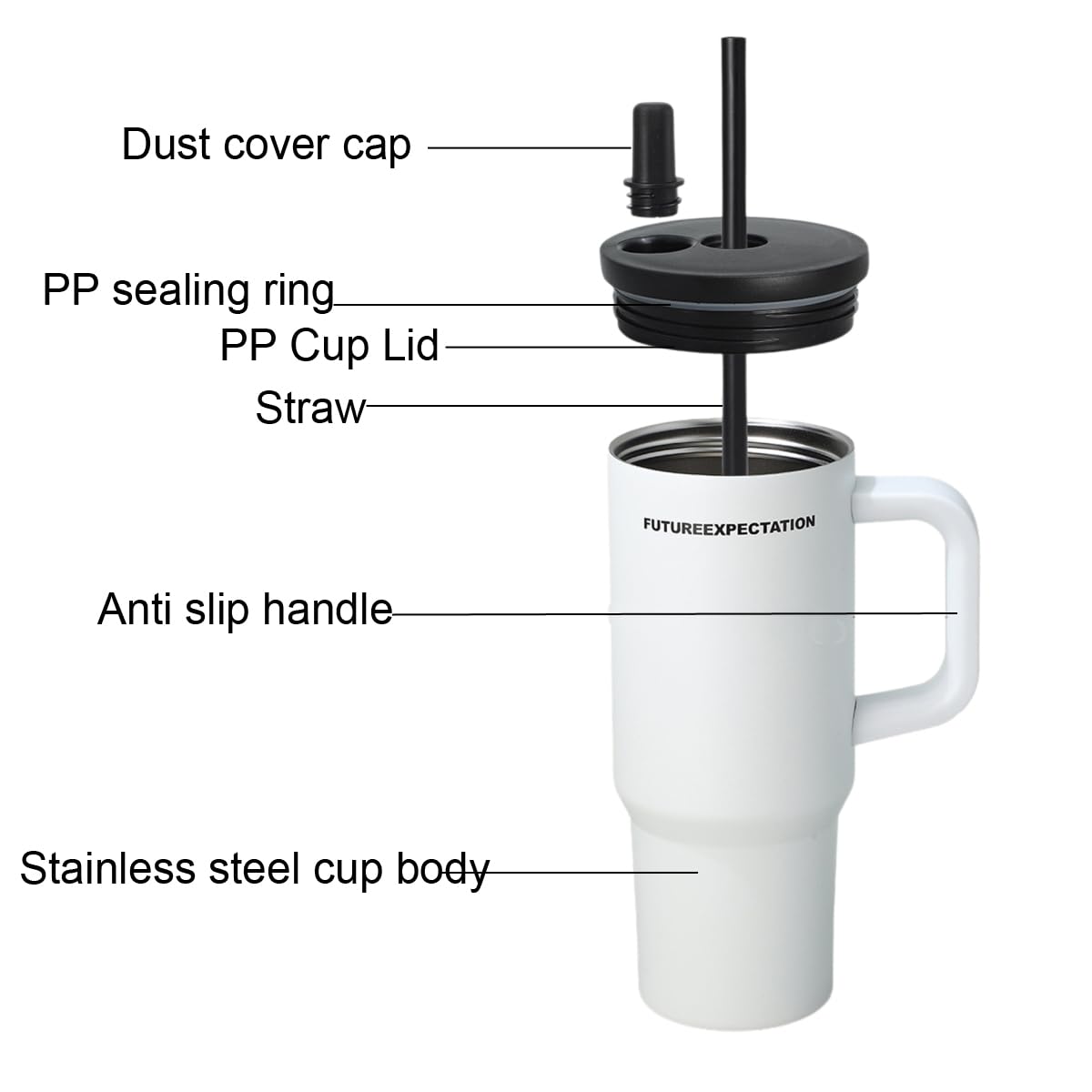700ML Stainless Steel Tumbler with Handle & Straw | Hot & Cold Insulated Travel Cup